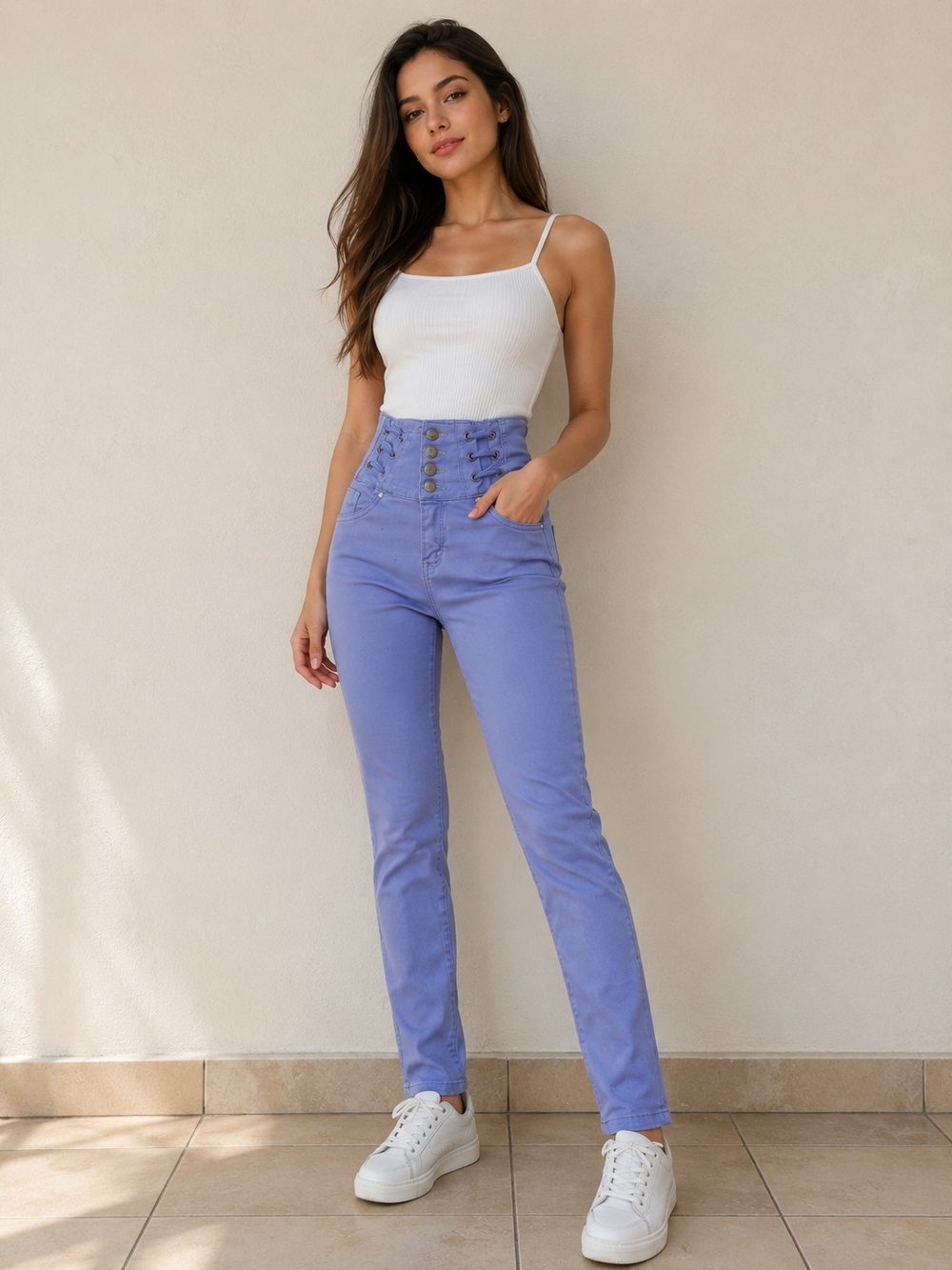 High-Rise Lavender Skinny Jeans